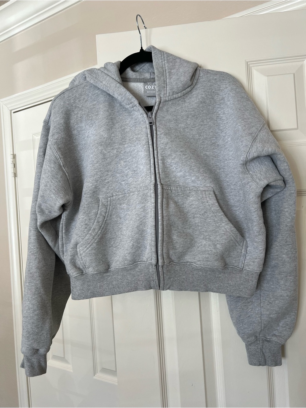Aritzia TNA Cozy Fleece Boyfriend Zip Hoodie - Light Gray